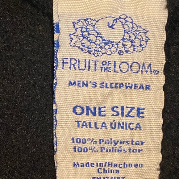 Fruit Of The Loom Men's Black Bathrobe One Size 100% Polyester - Picture 3 of 4